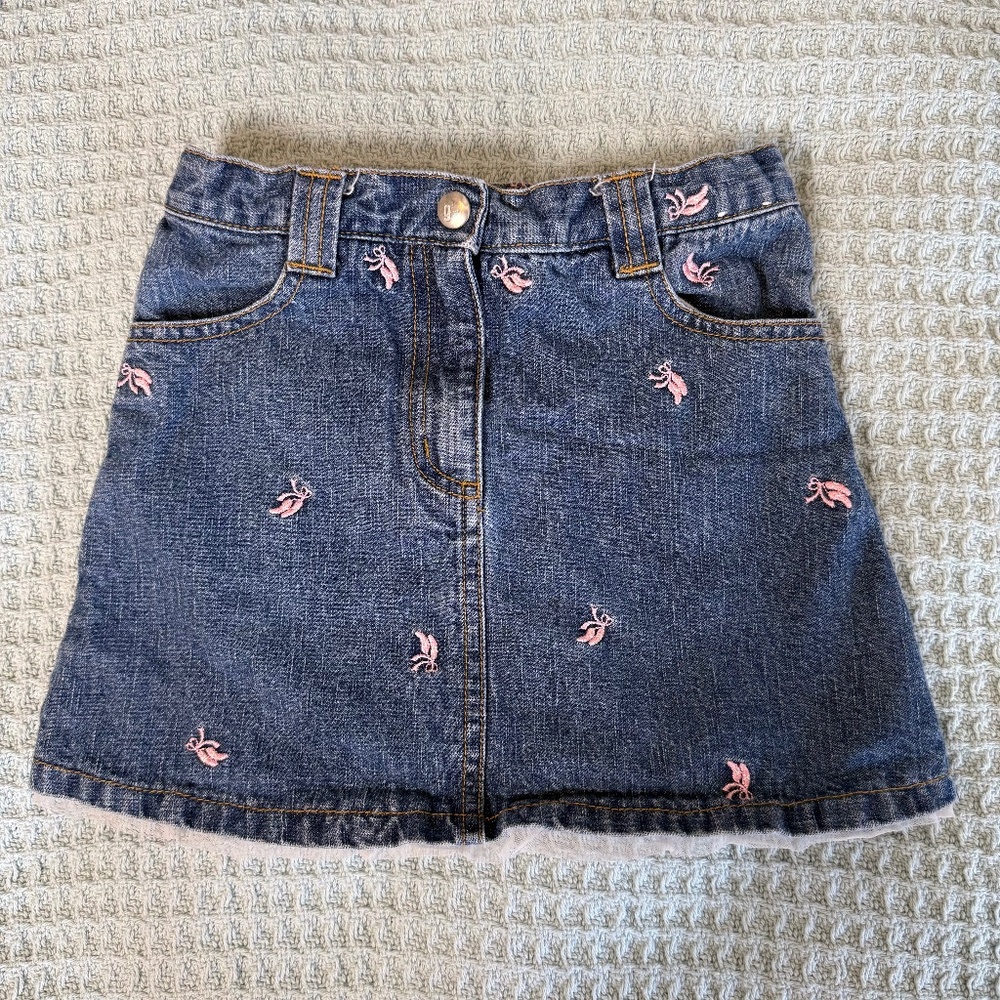 Vintage Gymboree Prima Ballerina Denim Skirt Girls 6 Embroidered Ballet 2005 Y2K